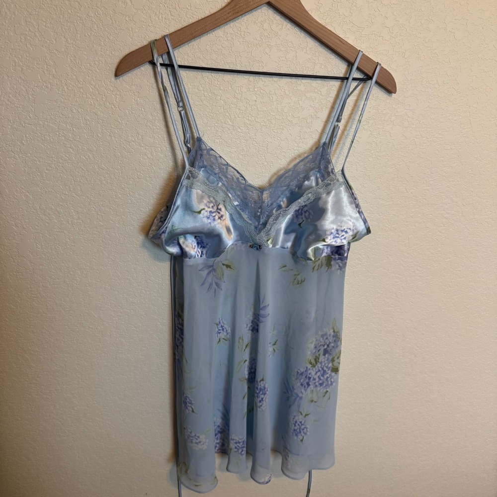 Coquette Y2K Secret Treasures Double Layer Babydoll Lingerie Dress Large Blue - Picture 2 of 4